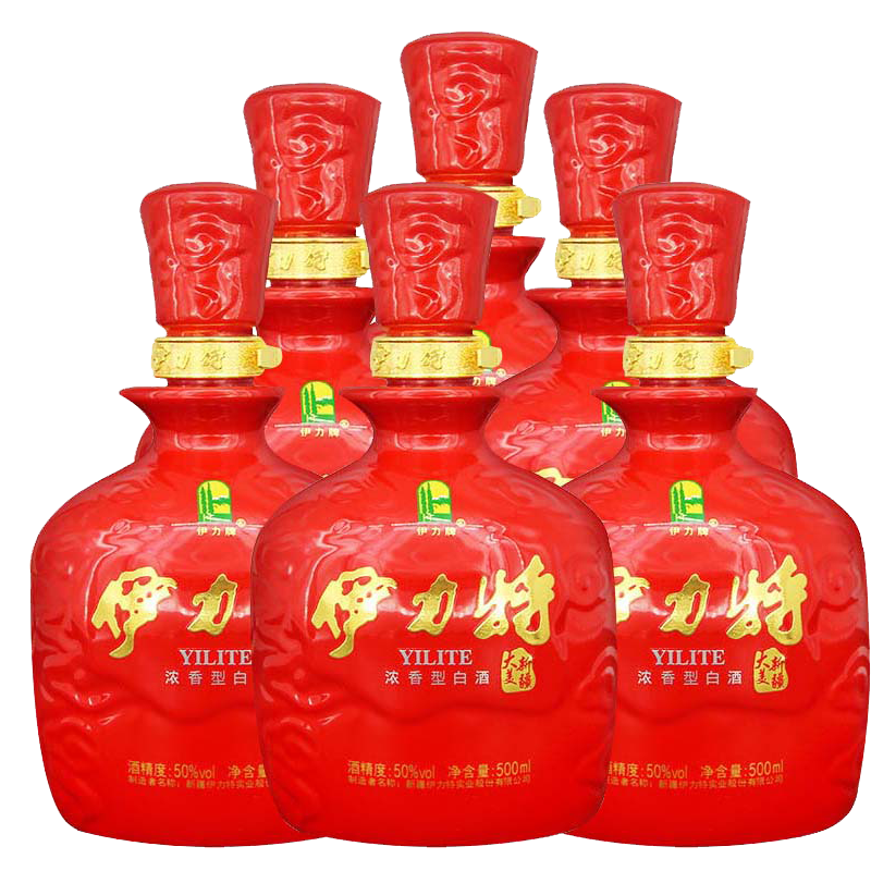 50度伊力特大美新疆高度浓香型白酒500ml6瓶整箱装