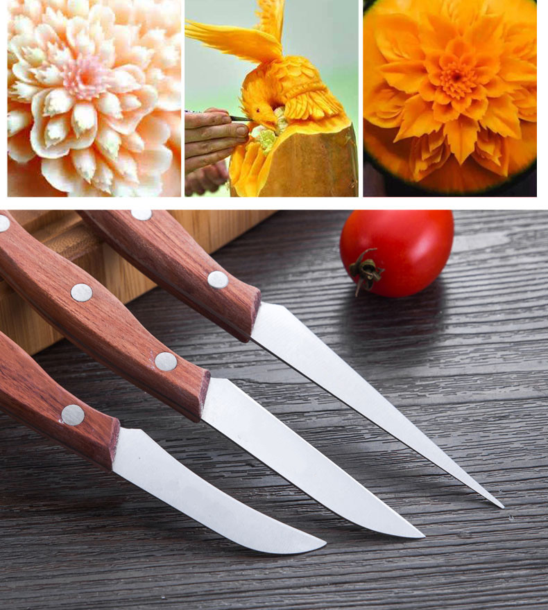 水果雕刻刀套装厨师雕花主刀水果雕刻刀具厨房食品雕刻刀三件套装定制