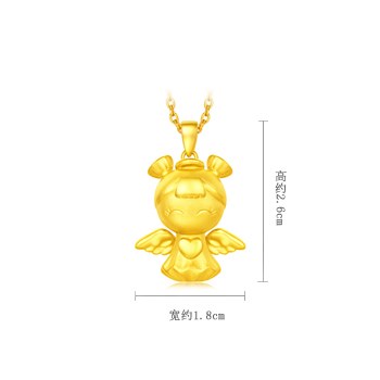 周大福3d福星宝宝天使之翼足金黄金吊坠r【多款可选】