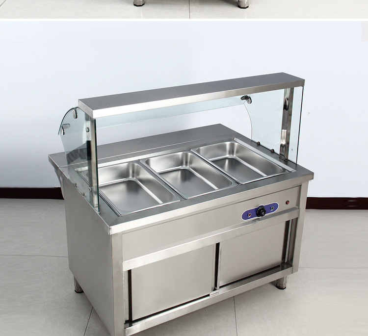 安瑞达不锈钢商用保温售饭台 玻璃罩快餐台 蒸菜保温台 浏阳蒸菜
