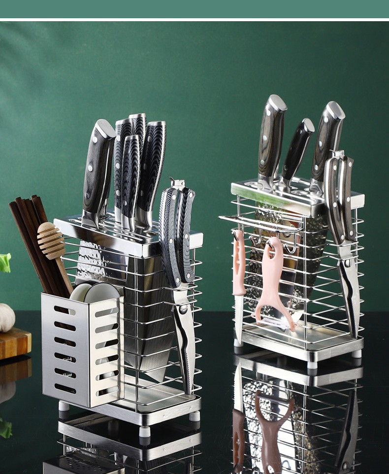 刀架刀座菜刀架304不锈钢放刀具收纳架置物架家用厨房用品多功能收纳
