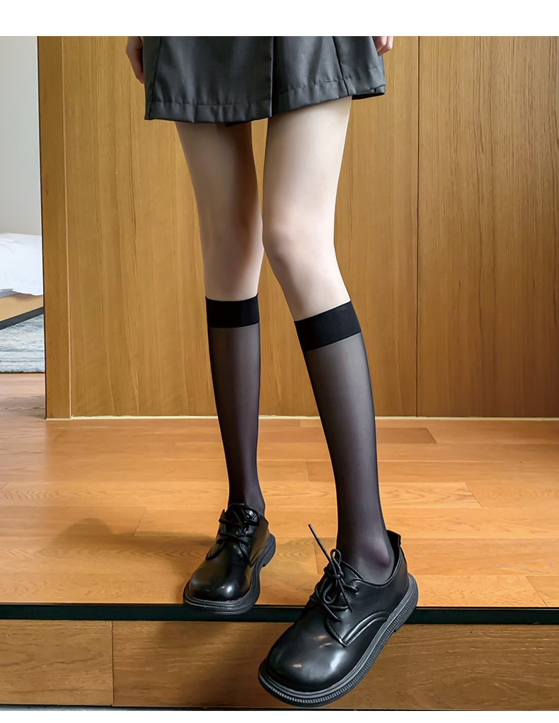 黑色小腿袜jk袜子女夏季薄款中筒女袜长筒压力长袜过膝瘦腿白丝袜