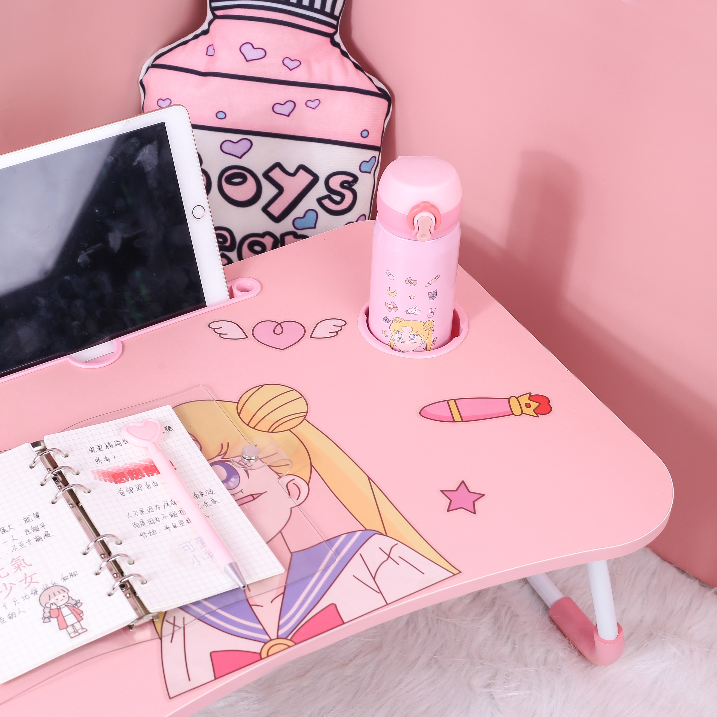 逸家伴侣少女心可折叠电脑桌子放床上用的宿舍学生懒人小书桌卧室学习