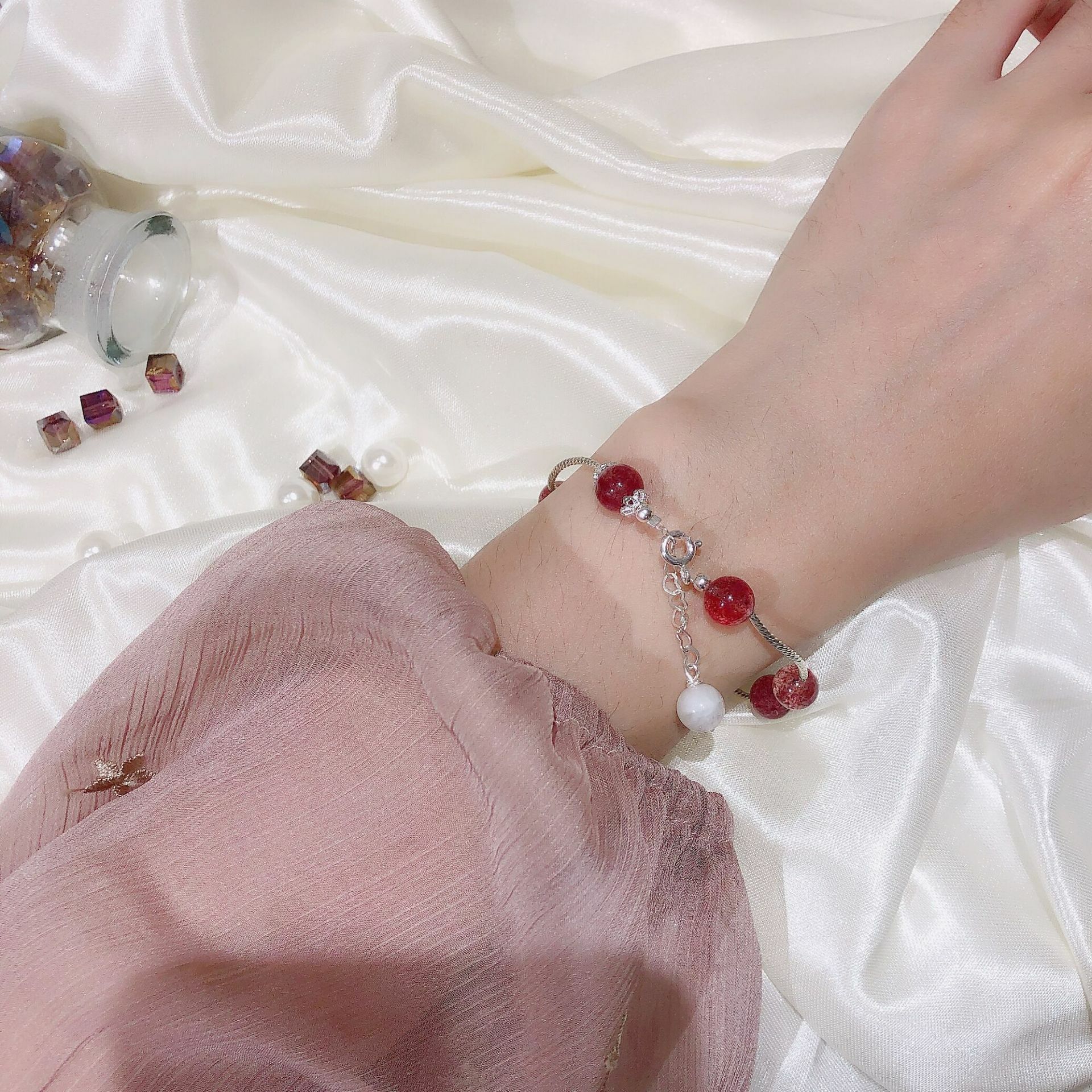 少女心ins超仙lolita纯银莓晶水晶手链女moon手镯网红森系 jimi