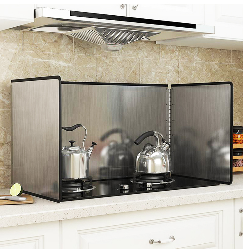 不锈钢挡油板厨房灶台防溅隔油耐高温挡板煤燃气炒菜油烟罩挡板家