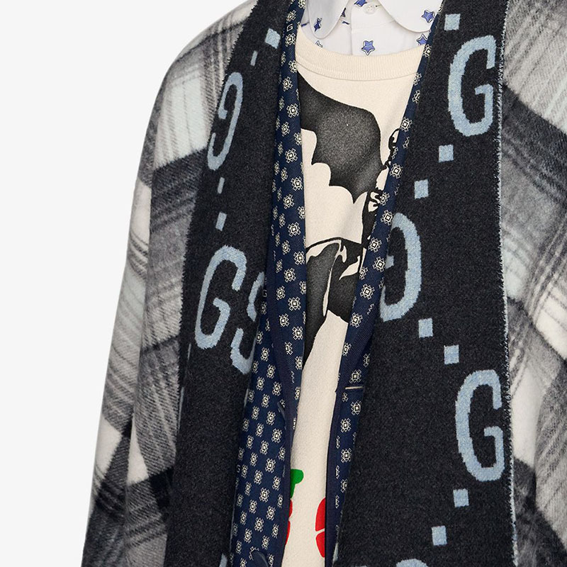 【古驰(gucci)围巾/丝巾/披肩553118】 预订 gucci古驰 双面gg羊毛披