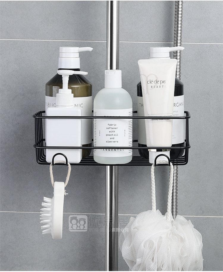 淋浴杆置物架古达浴室卫生间花洒托盘挂架不锈钢沥水收纳架