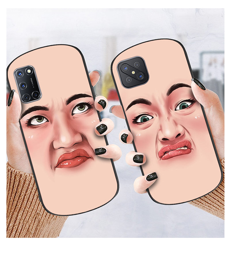 火豹眼神人脸自拍oppo92s手机壳网红oppo92s玻璃全包保护套oppo52女款