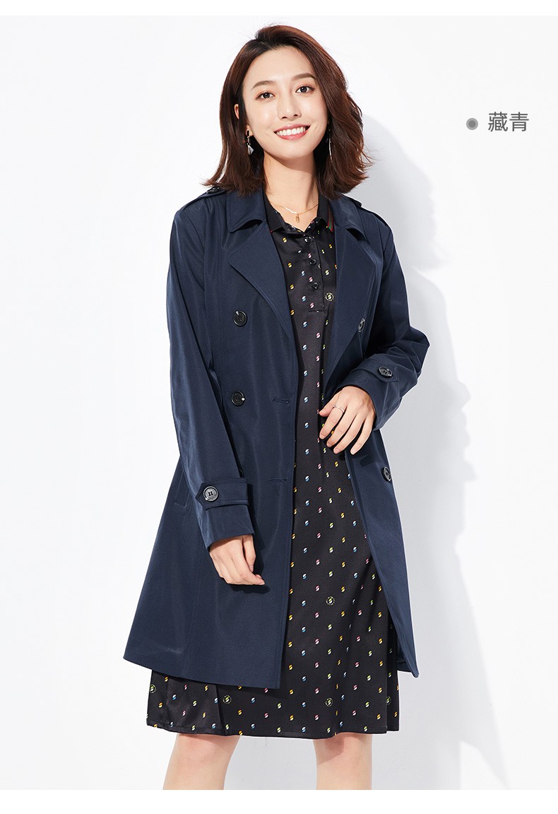 罗蒙风衣女士中长款2022春秋系带收腰时尚优雅百搭修身双排扣英伦外套