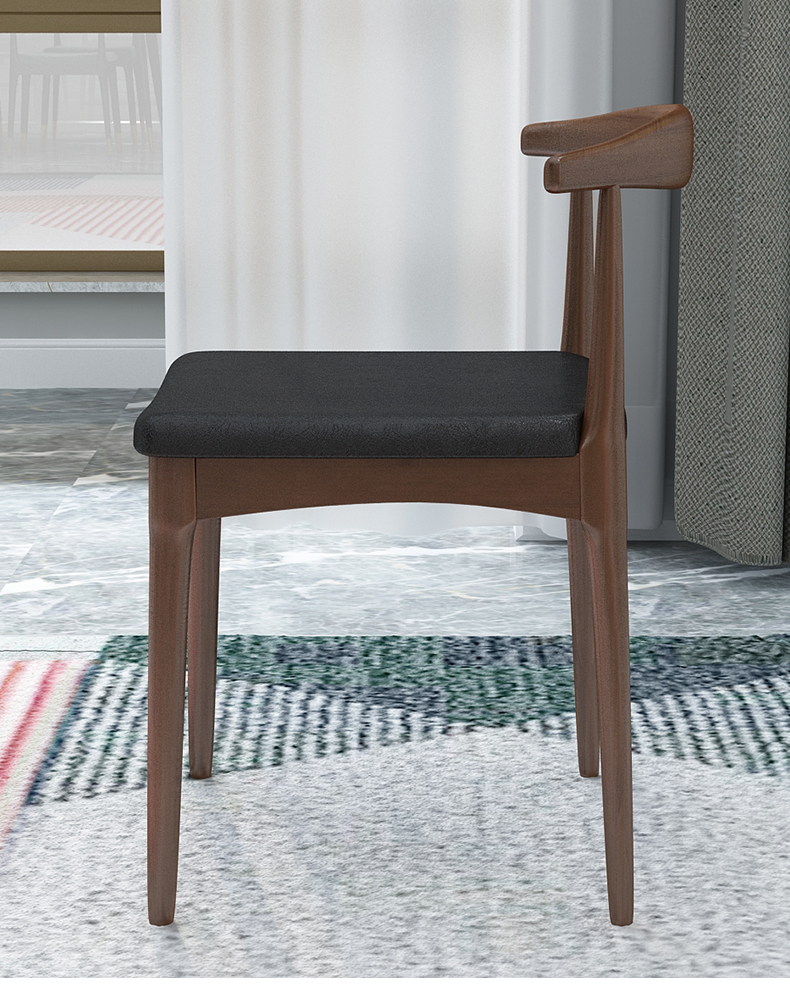 彬蔚实木餐椅北欧简约靠背家用电脑书桌牛角椅凳轻奢现代餐厅休闲椅子