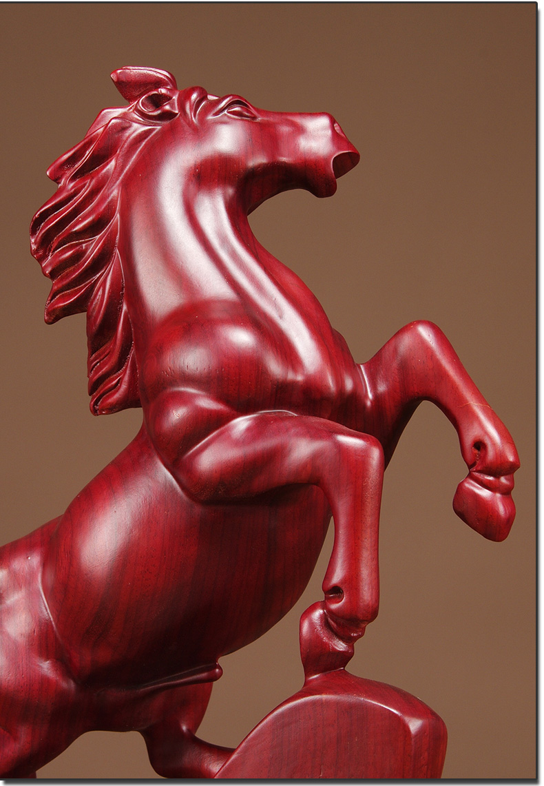 红花梨木雕马摆件实木雕刻工艺品红木马摆件木马摆件家居开业礼品
