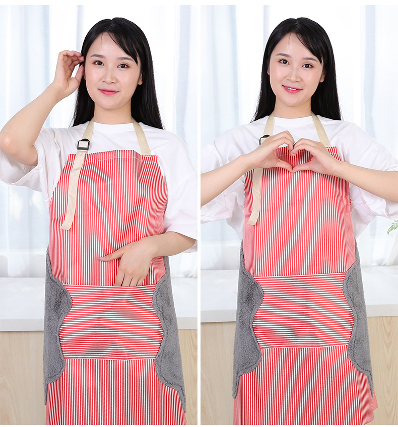 擦手围裙女家用厨房做饭防水防油时尚可爱日系成人可调节围兜 三维