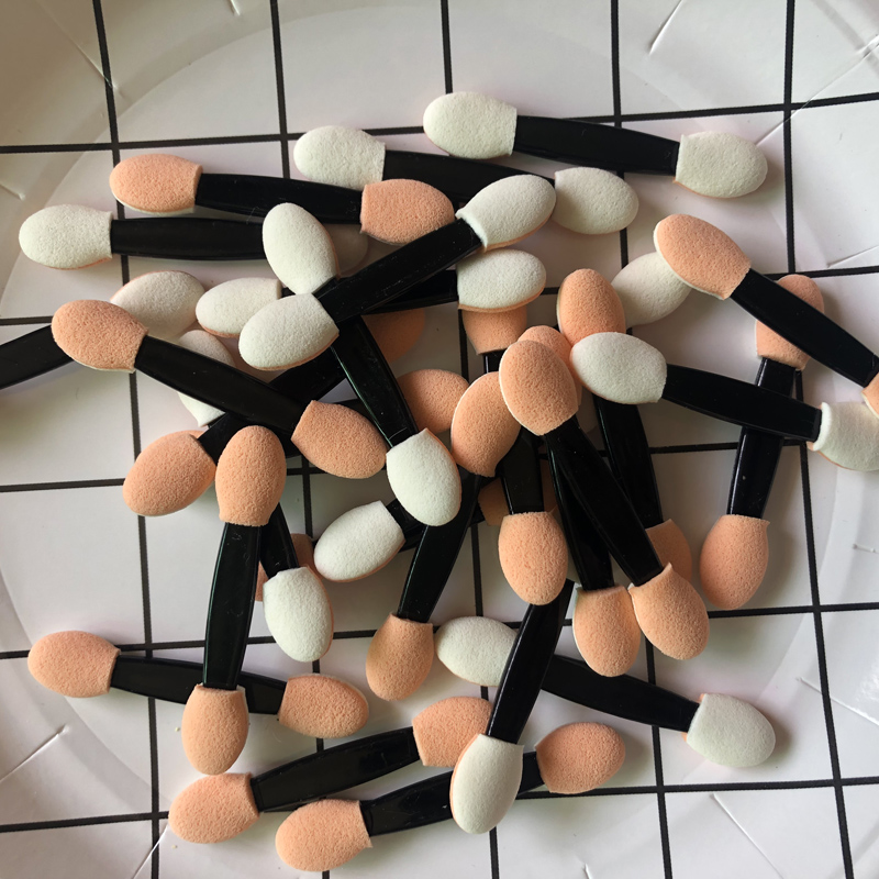 小号便携双色海棉眼影棒一次性双头眉刷初学者眼部化妆工具 三维工匠