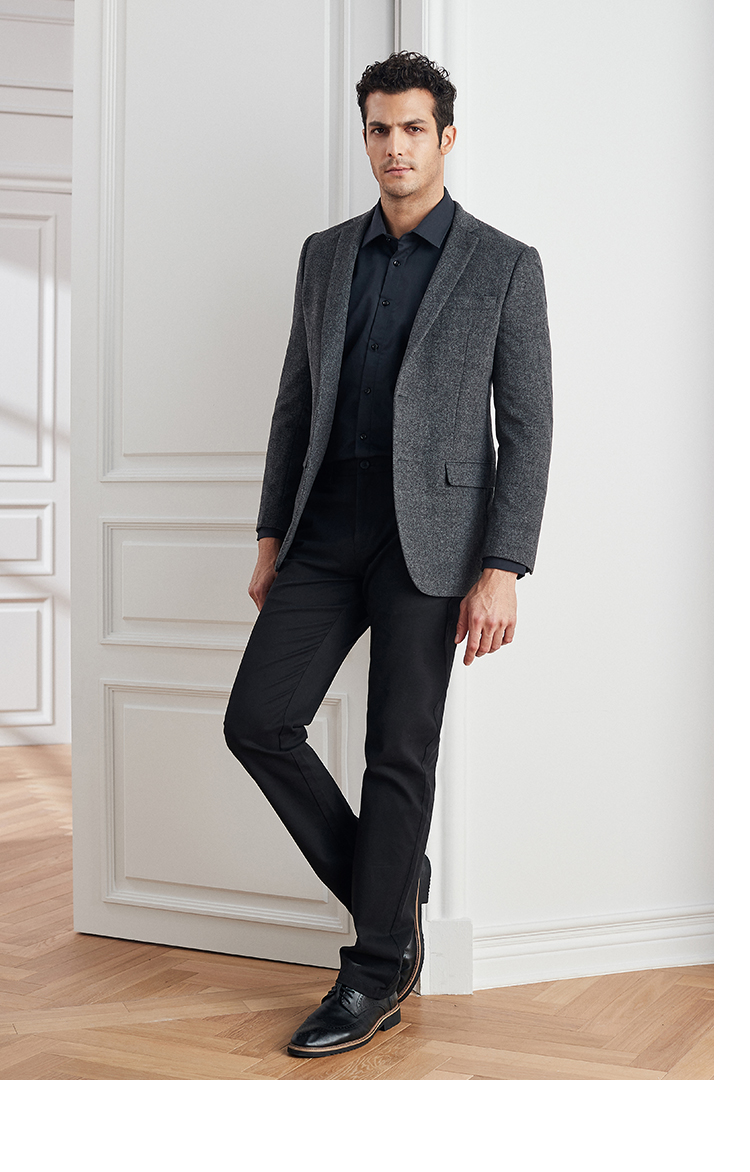 杉杉(firs)西服男 时尚休闲男士羊毛呢单西西装外套