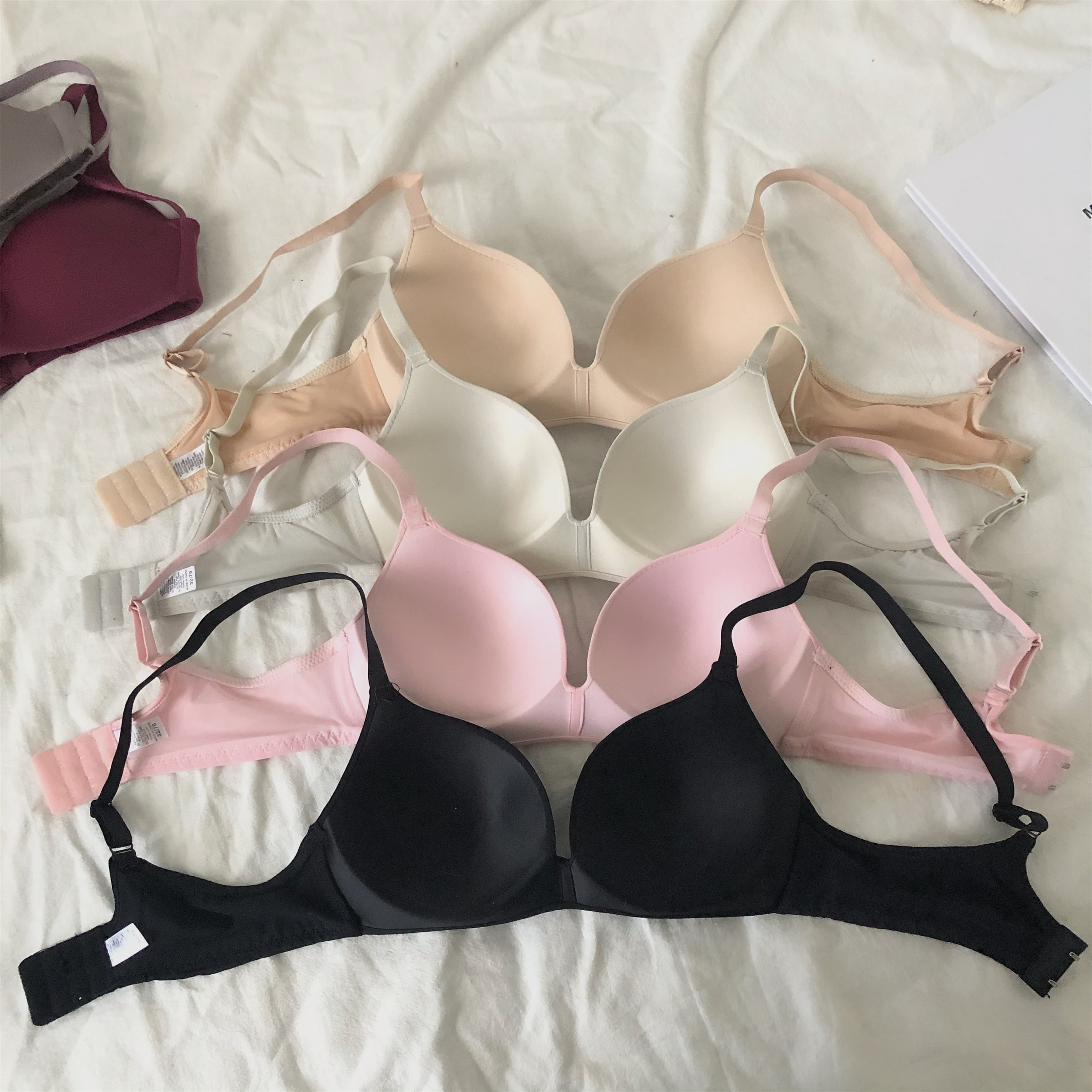 苏芈无钢圈内衣少女聚拢性感美背裹胸薄款文胸学生大胸显小黑色抹胸夏