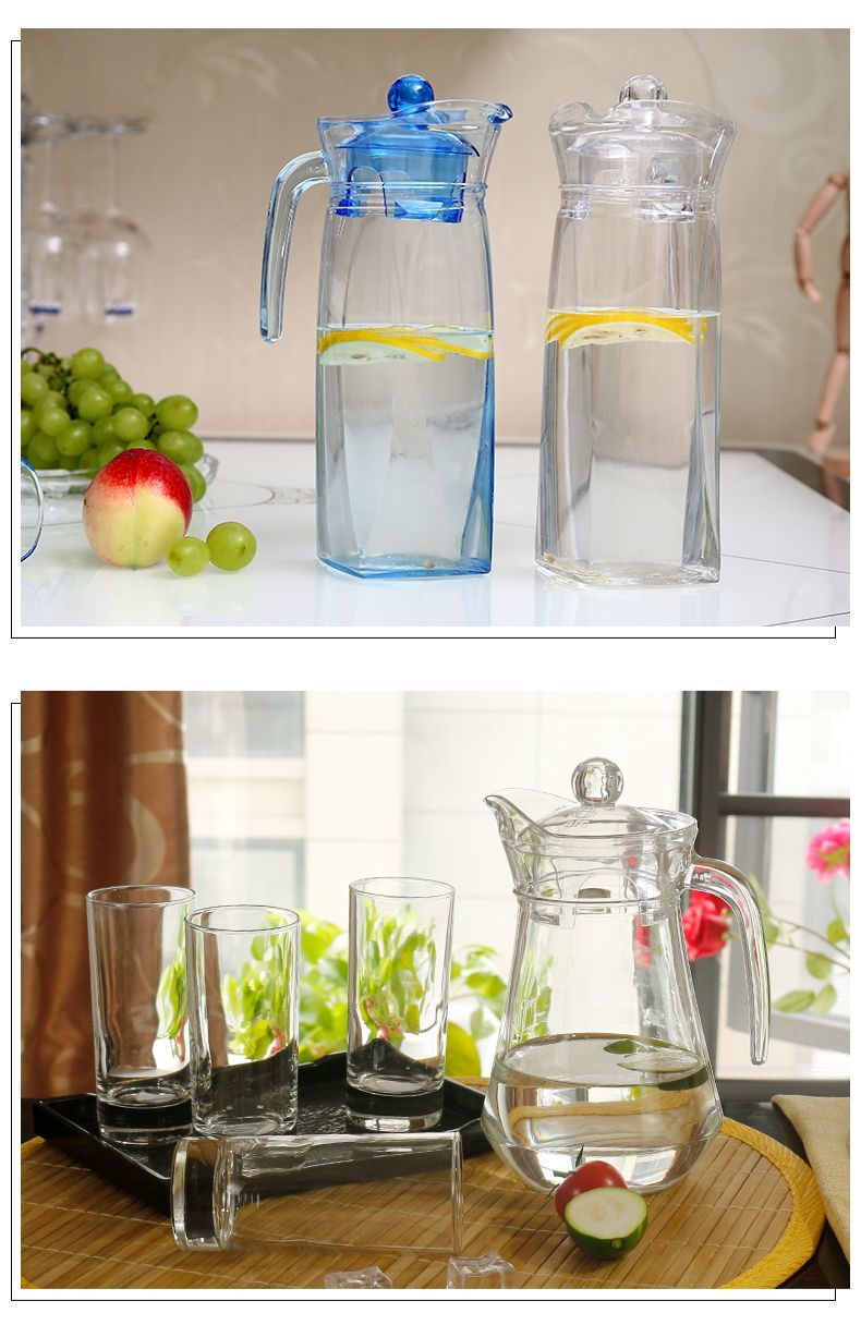 透明鸭嘴壶大容量耐热家用冷水壶凉水壶果汁条子壶透明鸭嘴壶1300ml
