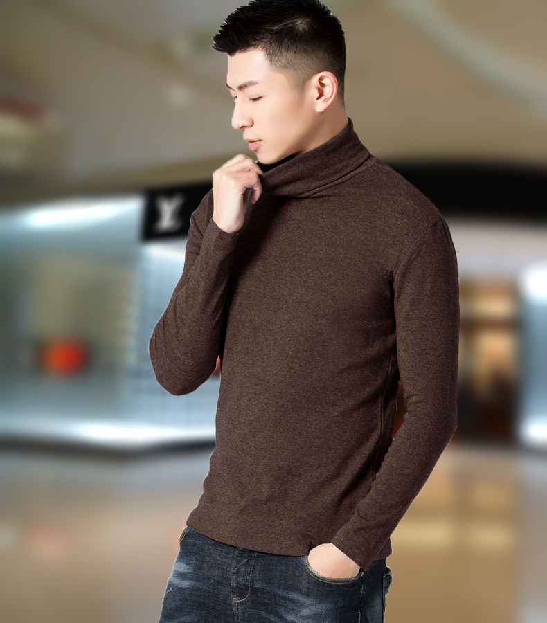 suntek男士t恤 suntek春秋装长袖t恤男 半高领打底衫纯棉长袖高领秋衣