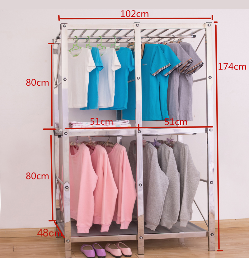 寻木匠不锈钢衣柜可折叠收纳柜加厚加粗螺丝组装衣橱简易布钢架子经济