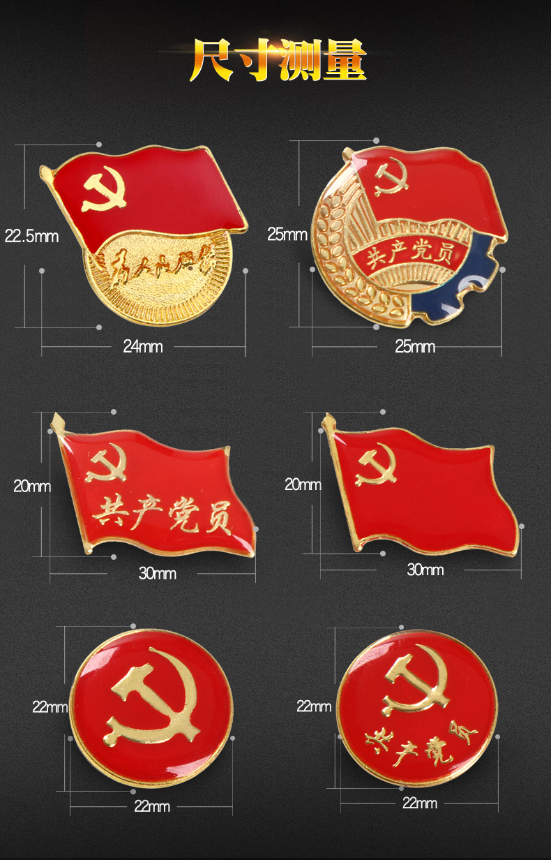 标准型党徽为人民服务别针式大号胸针中国党党旗吸铁石强力党员胸章