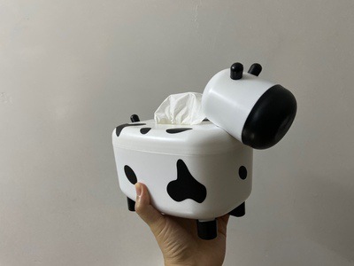 卡通小奶牛纸巾盒创意diy带牙签纸盒客厅餐厅收纳小牛纸巾盒