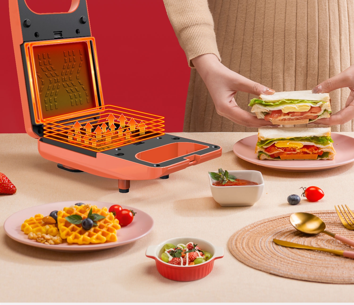 【美菱(melng)其它厨房小家电mam-dc0603】 美菱(meling)三明治机家用