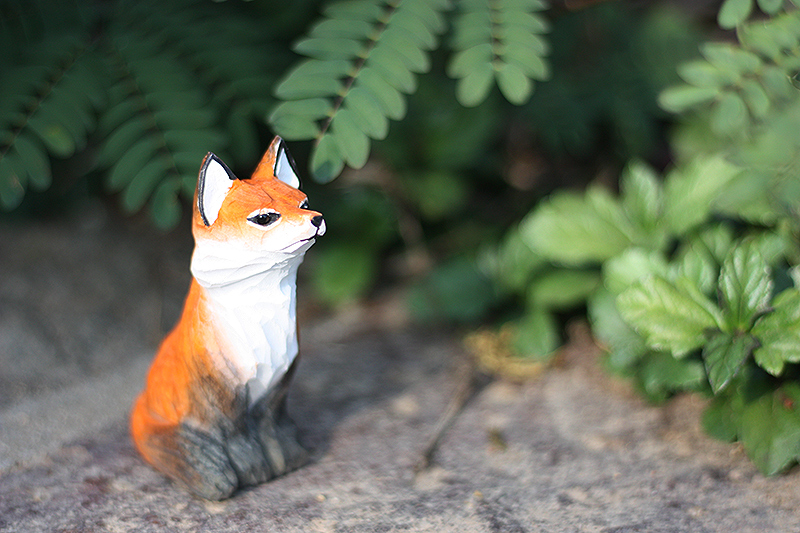 鹿妖商店红狐狸手工木雕实木狐狸雕塑摆件北欧风九尾狐fenghou