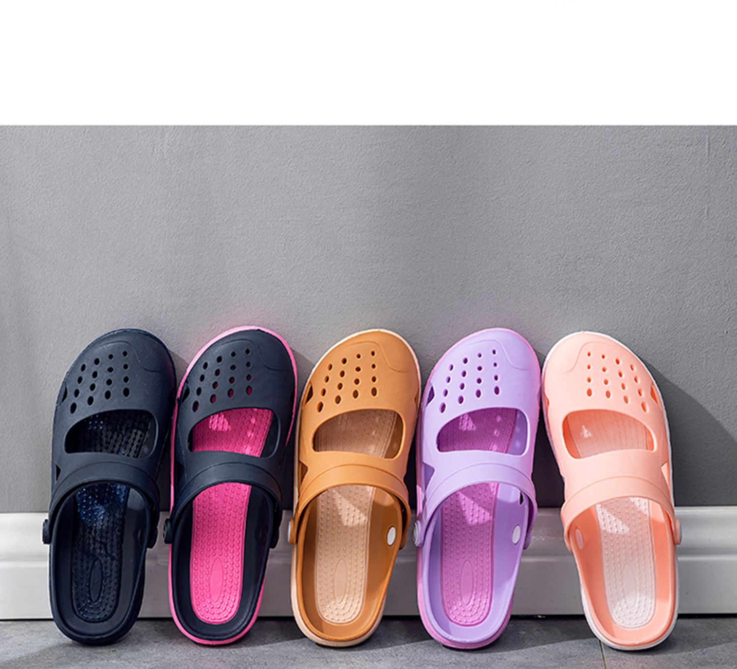 越南乳胶凉鞋女韩版潮流平底雨鞋防滑洞洞鞋休闲不磨脚软底鞋七色王国