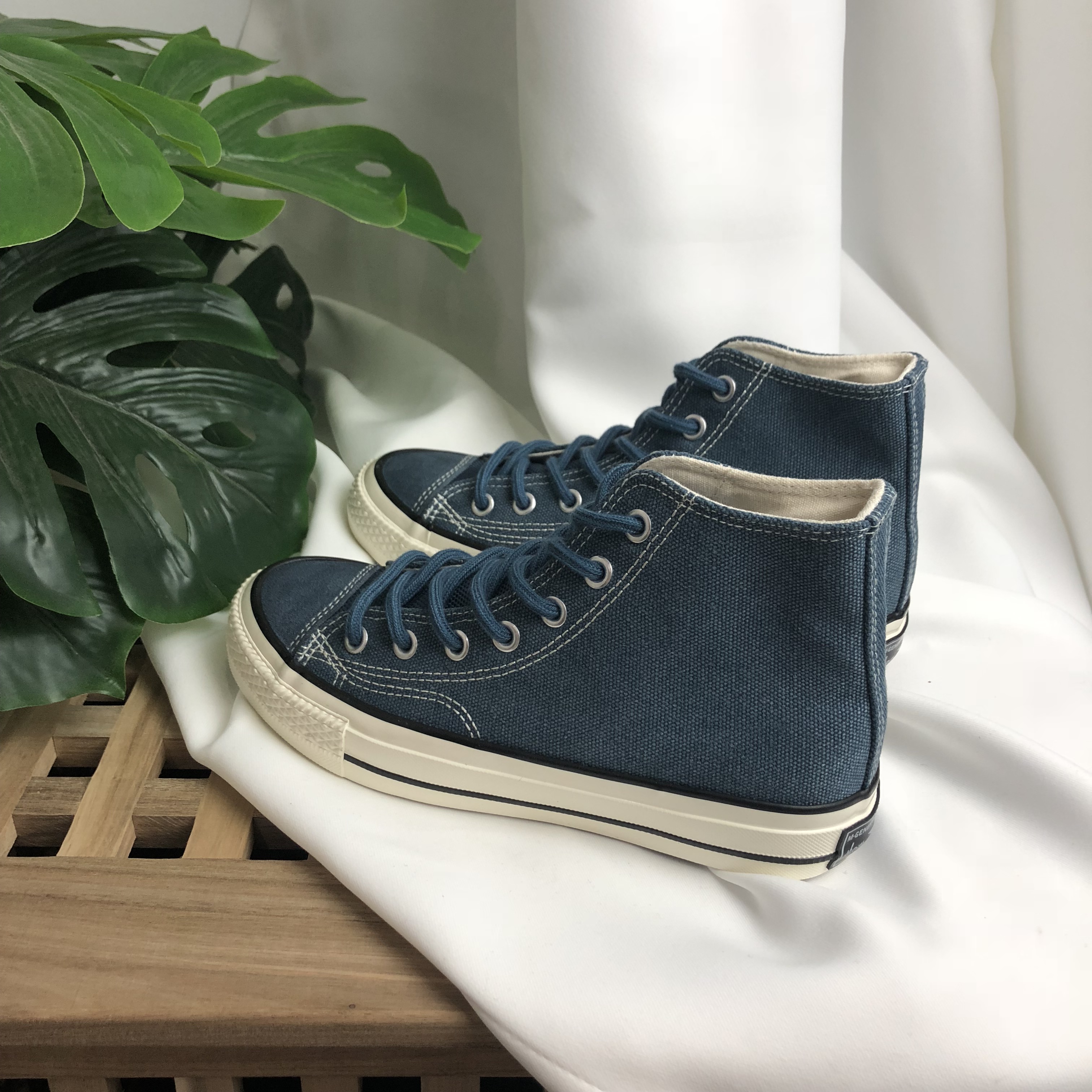 广赫女士帆布鞋586388366101 小脏橘帆布鞋女港风高帮鞋子女韩版学生