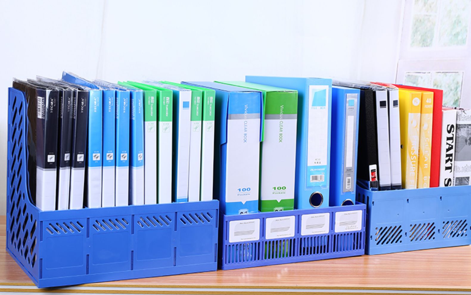 逸家伴侣办公用品文件架子多层四栏文件框加厚资料架档案袋文件夹收纳