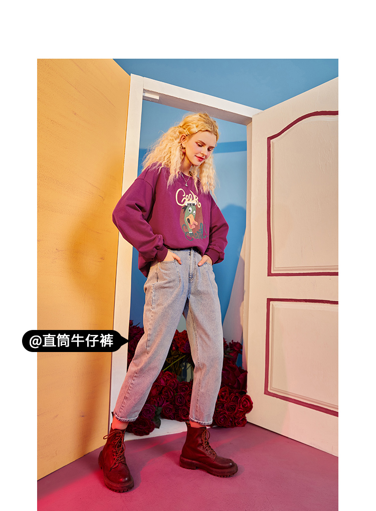 预计8月10日发货新款妖精的口袋原创ip印花圆领连帽卫衣女2021春宽松