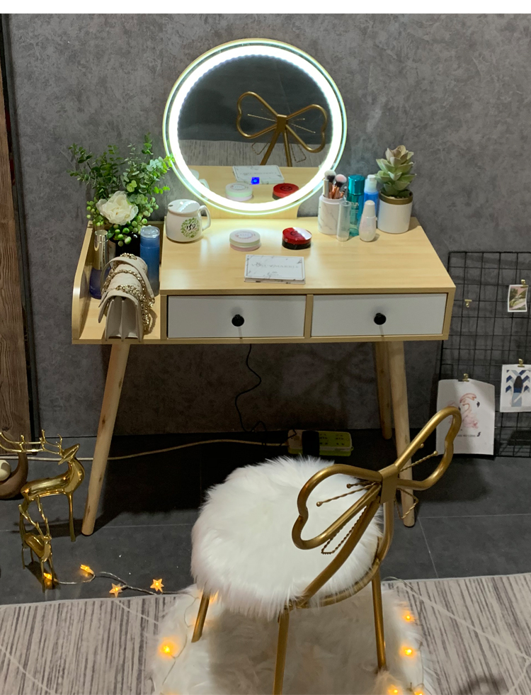 逸家伴侣带灯梳妆台收纳柜一体现代简约化妆台网红ins风小型化妆桌子