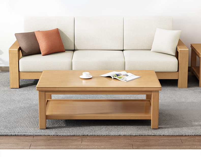 三维工匠家具全实木沙发组合简约现代客厅原木浅色小户型三人位沙发