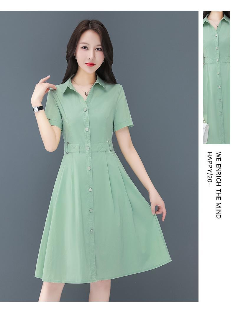 矮个子洋气妈妈连衣裙夏天女装2021新款今年流行夏装气质衬衫裙子橘色