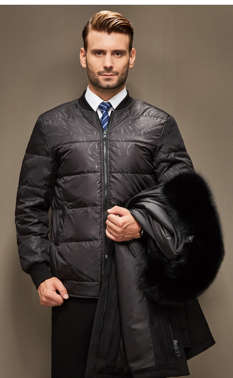 喻娄男士羽绒服 中老年活里活面羽绒服男爸爸装中长款加厚老人可拆卸