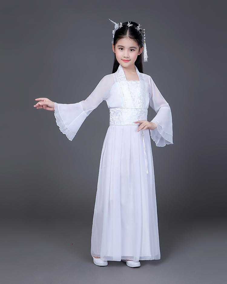 儿童古装小七仙女公主裙古筝表演服古代唐装汉服贵妃服小女孩古装