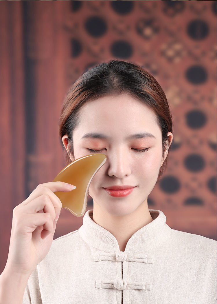 水牛角刮痧板女面部刮脸板眼部拔筋棒美容拔经脸部刮痧板刮沙器