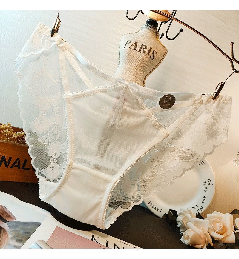 新款蕾丝内裤女镂空女生小内内透明短裤性感迷人少妇火