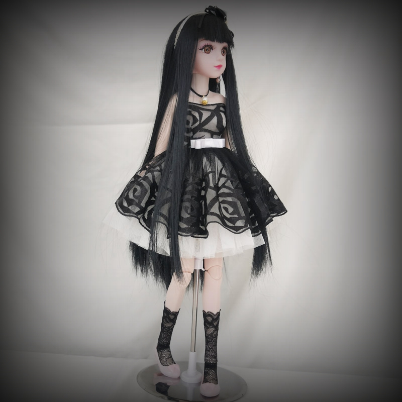 60厘米叶罗丽娃娃换装裙子 3分bjd娃娃换装衣服 公主蕾丝裙 黑粉刺绣