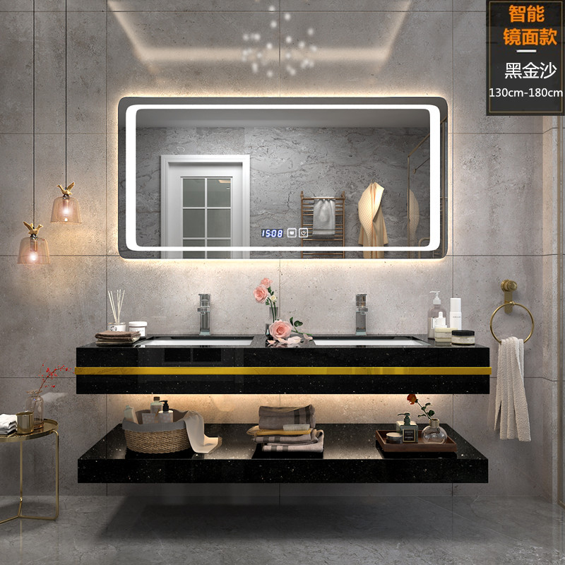 现代轻奢浴室柜组合大理石洗脸盆闪电客酒店洗手盆卫生间洗漱台洗面盆