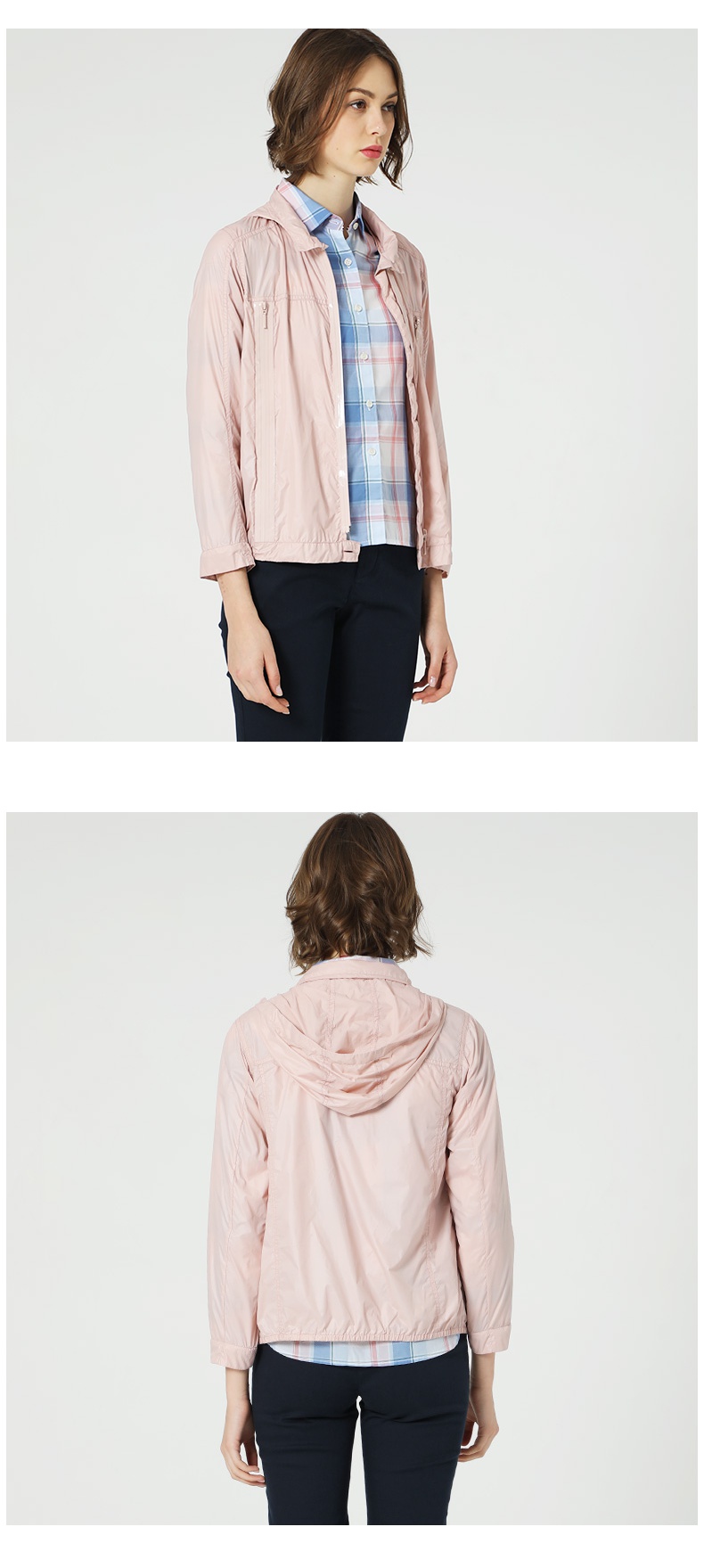 boton波顿秋季新款运动跑步休闲短款女装休闲外套帽衫