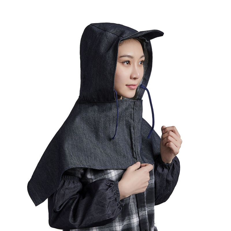 《防尘帽子男女防粉尘作业帽打磨套头防护面罩耐磨牛仔披风帽披肩帽