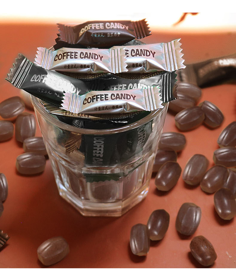 咀嚼着吃的黑咖啡豆糖白咖啡糖100克压缩糖果办公室小零食