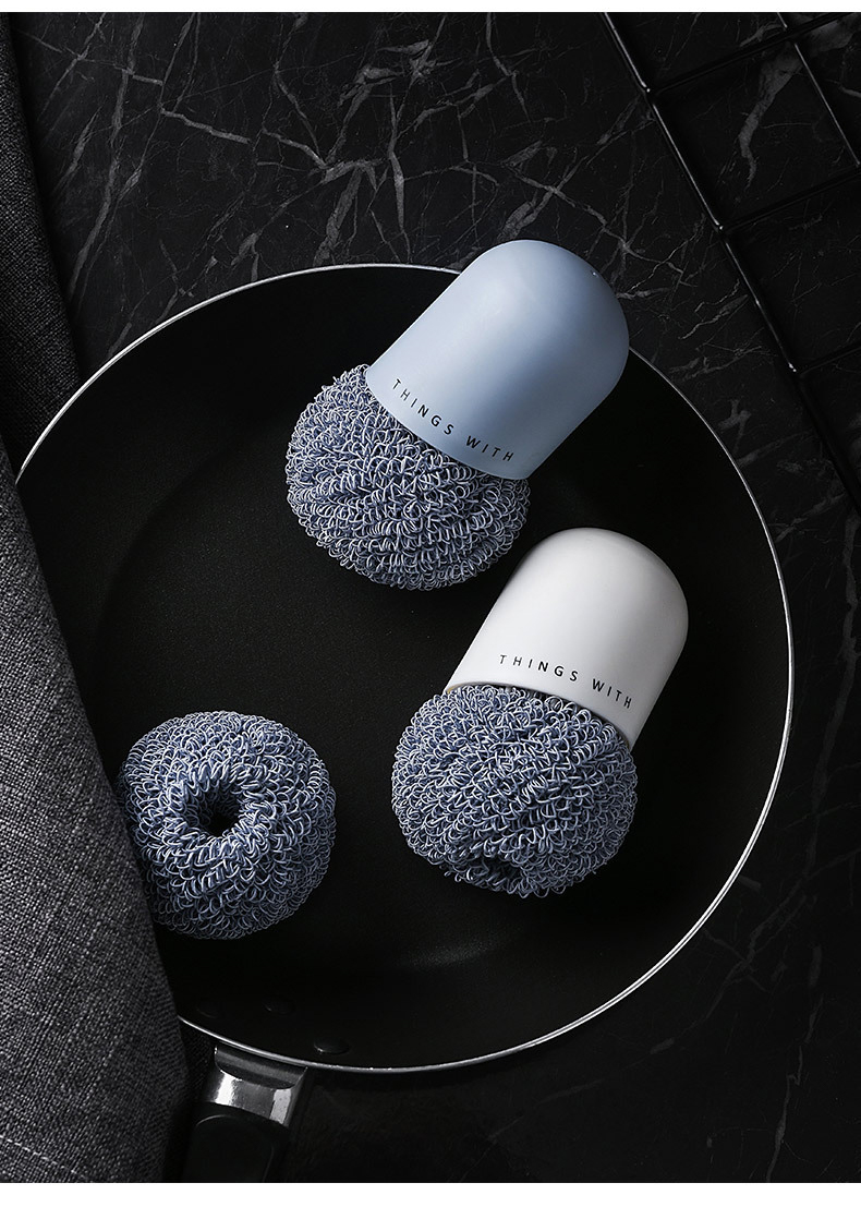 欧菲斯纳米清洁球厨房洗碗不掉丝洗碗刷锅带手柄刷锅神器钢丝球