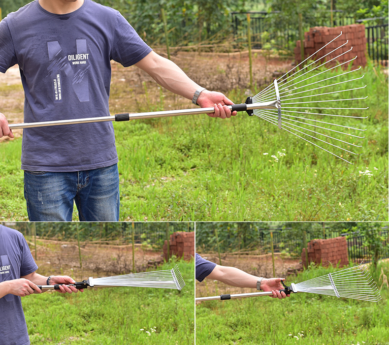jing ping家用草坪不锈钢伸缩草爬子草耙铁耙子搂草除草农用扒草树叶