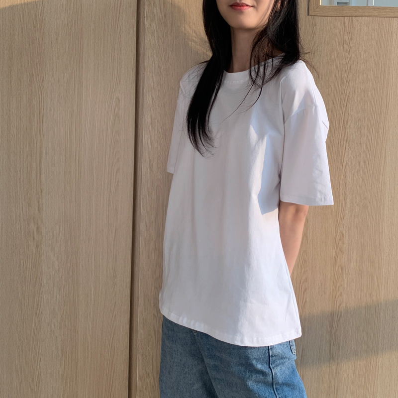 枫述纯白色t恤女短袖纯棉打底衫t桖韩版ins宽松半袖内搭叠穿圆领白t潮