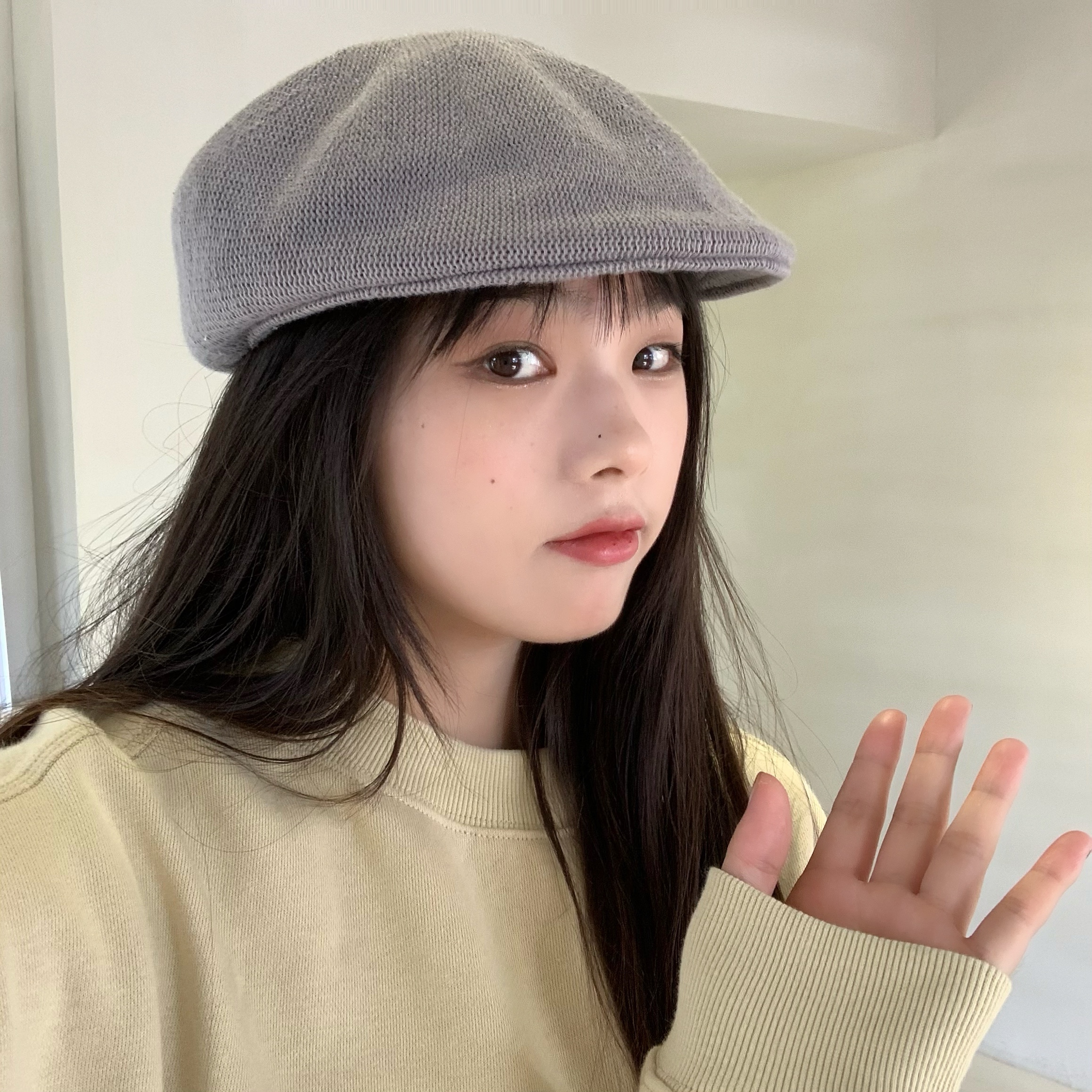 suntek陈奶奶小众透气反戴前进帽女秋韩版时尚短檐鸭嘴帽休闲贝雷帽子