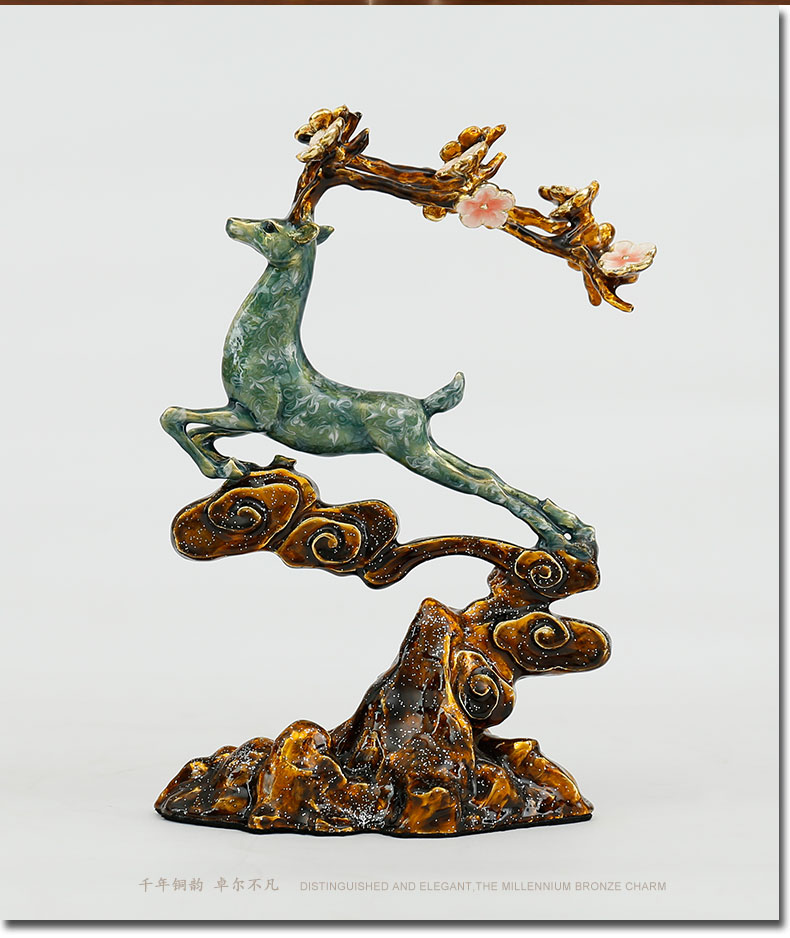 礼氏嘉礼品珐琅彩福鹿梅花鹿艺术品摆件家居客厅电视酒柜玄关开业送