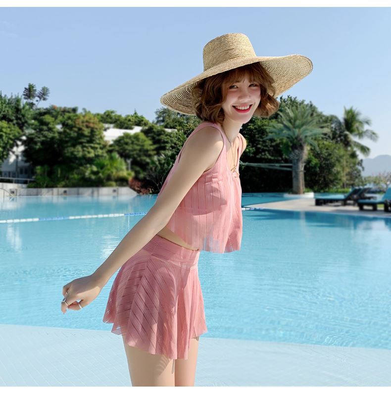 泳衣女夏日系时尚仙气少女2021新款泳装无袖小个子泡温泉可爱黑色连体