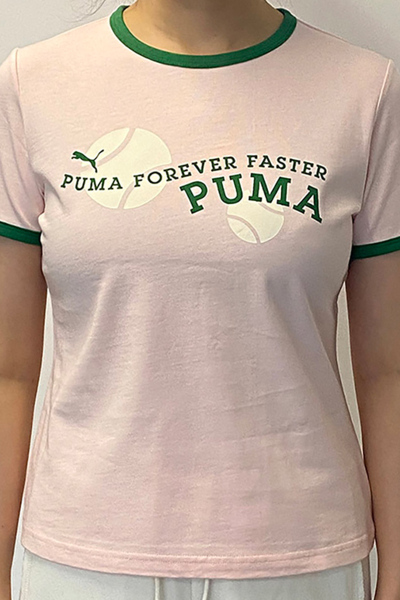 PUMA 字母Logo印花休闲短袖T恤 女款 冰粉色 622972-24
