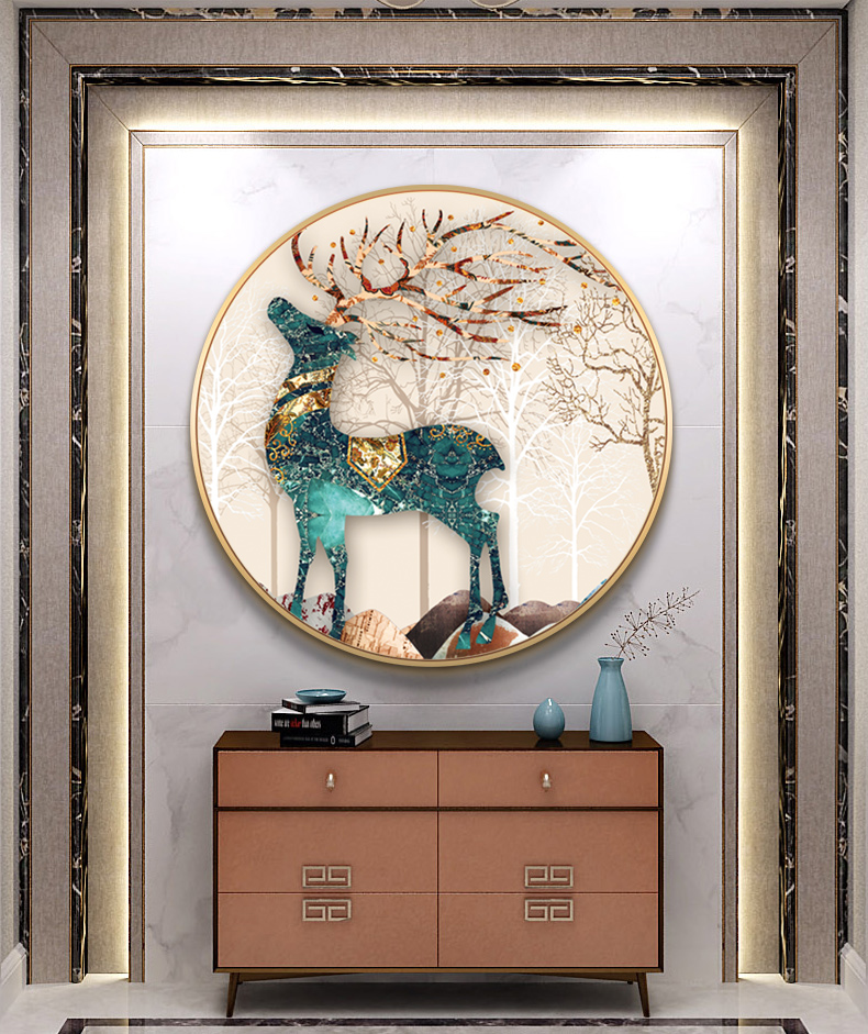 三维工匠福鹿2019新款线绣客厅大幅发财鹿十字绣小件卧室自己线绣手工